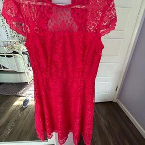 Kensie Vibrant Pink Lace Dress